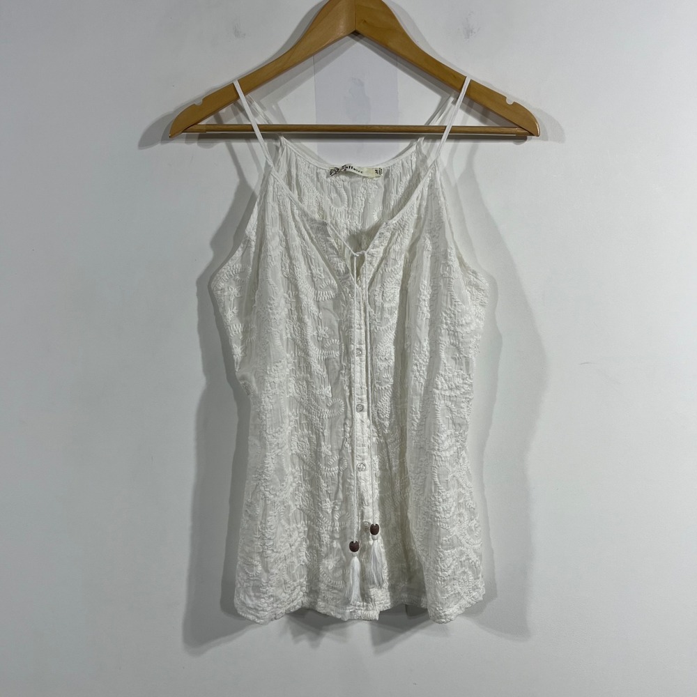 Laffaire Dainty Preppy Coastal‎ Beachy Eyelet Embroidered Cami Top Womens Medium